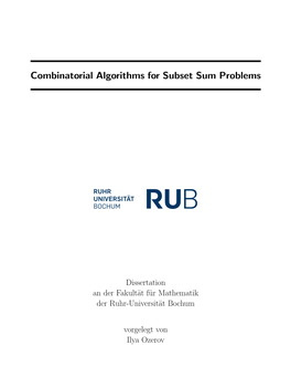 Combinatorial Algorithms for Subset Sum Problems