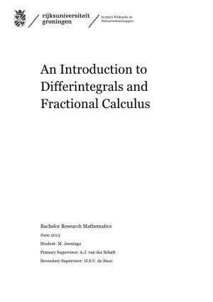 An Introduction to Differintegrals and Fractional Calculus