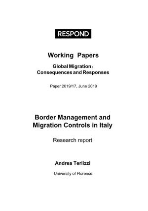 Border Management and Migration Controls in Italy Working Papers