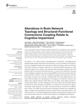 Alterations in Brain Network Topology and Structural-Functional Connectome Coupling Relate to Cognitive Impairment