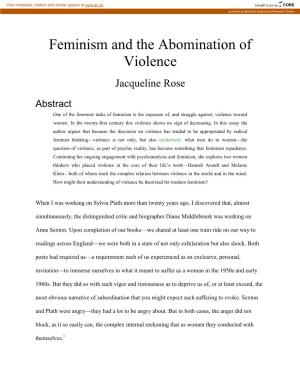Feminism and the Abomination of Violence Jacqueline Rose