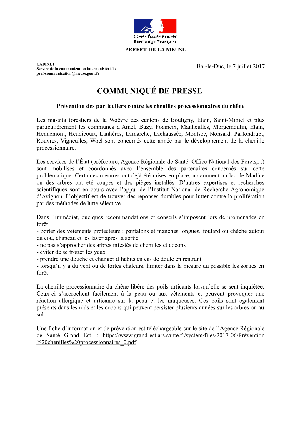 Communiqué De Presse