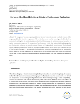 Survey on Cloud Based Robotics Architecture, Challenges and Applications