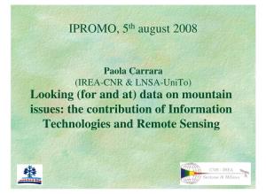 (For and At) Data on Mountain Issues: the Contribution of Information