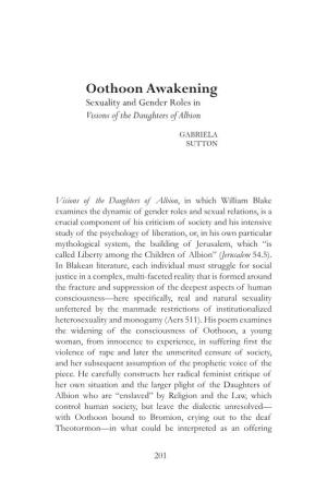 Oothoon Awakening Sexuality and Gender Roles in Visions of the Daughters of Albion