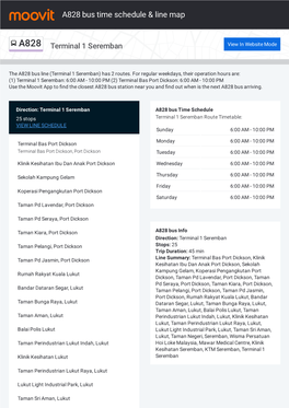 A828 Bus Time Schedule & Line Route