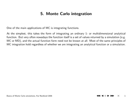 5. Monte Carlo Integration