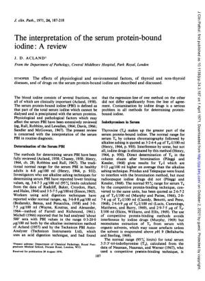 The Interpretation of the Serum Protein-Bound Iodine: a Review
