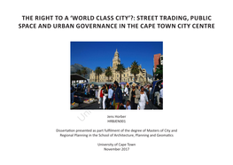 Street Trading, Public Space and Urban Governance in the Cape Town City Centre
