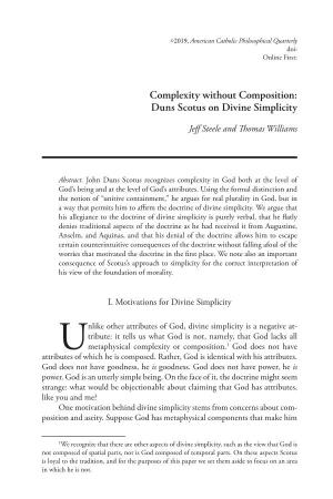 Complexity Without Composition: Duns Scotus on Divine Simplicity