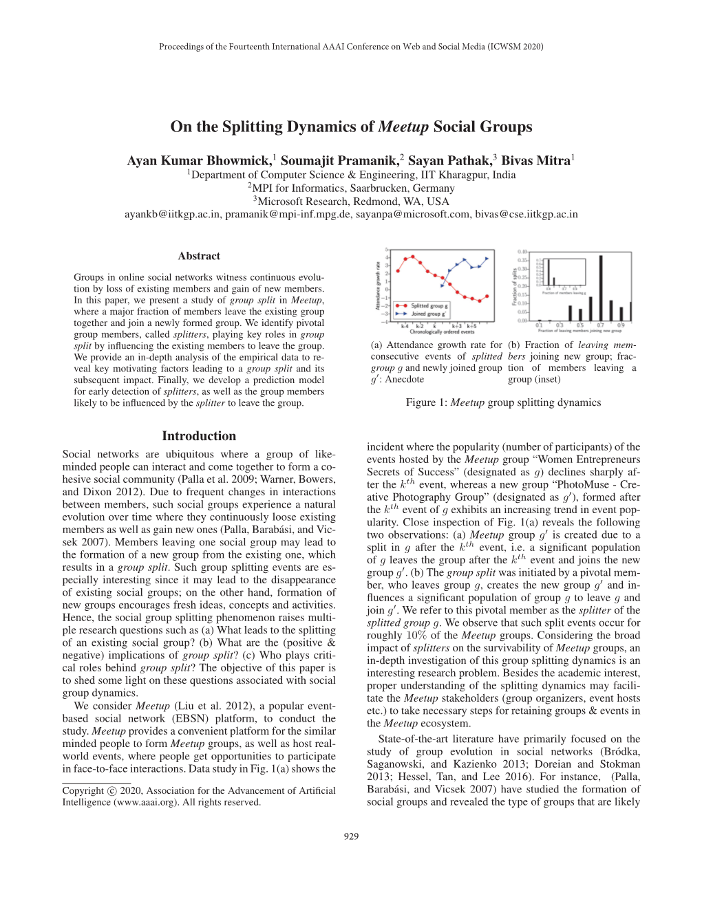 On the Splitting Dynamics of Meetup Social Groups