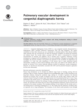 Pulmonary Vascular Development in Congenital Diaphragmatic Hernia
