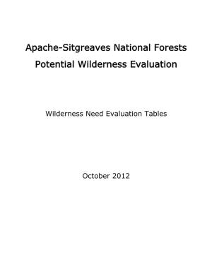 Apache-Sitgreaves National Forests Potential Wilderness Evaluation