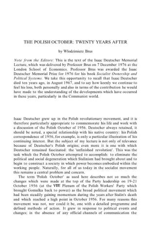 The Polish October: Twenty Years After