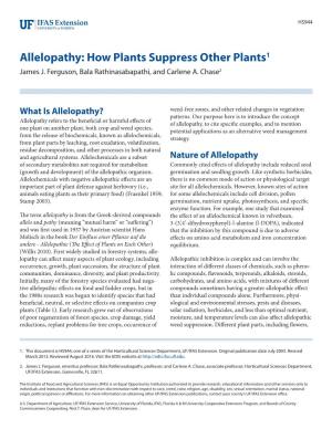 Allelopathy: How Plants Suppress Other Plants1 James J