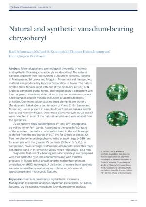 Natural and Synthetic Vanadium-Bearing Chrysoberyl