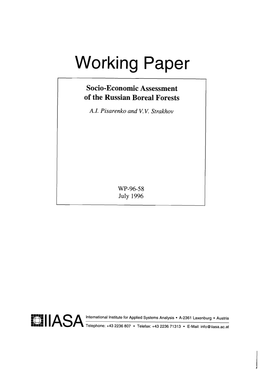 Socio-Economic Assessment of the Russian Boreal Forests