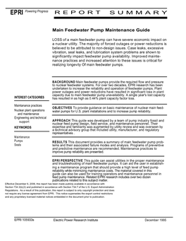 Feedwater Pump Maintenance Guide