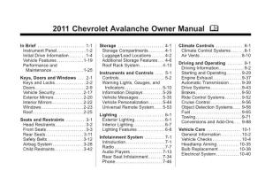 2011 Chevrolet Avalanche Owner Manual M