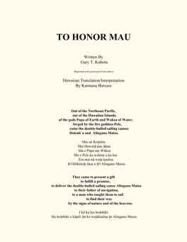 To Honor Mau