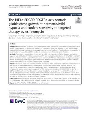 The Hif1α-PDGFD-Pdgfrα Axis Controls Glioblastoma Growth At