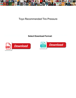 Toyo Recommended Tire Pressure
