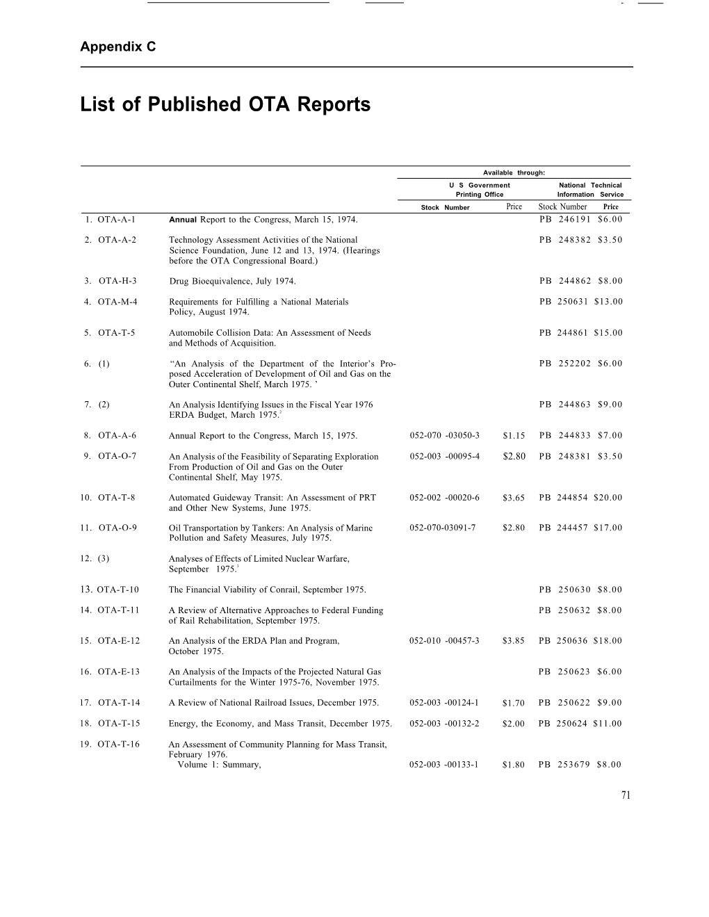 Annual Report to the Congress for 1979 (Part 10 Of