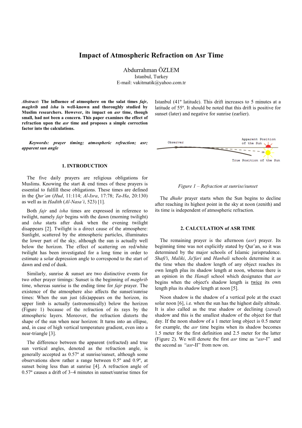 Impact of Atmospheric Refraction on Asr Time