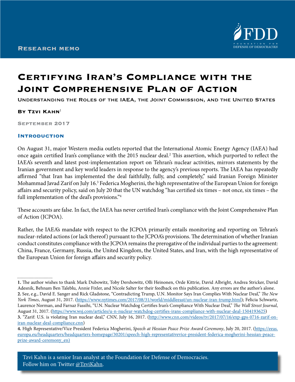 Certifying Iran's Compliance with the Joint Comprehensive Plan of Action
