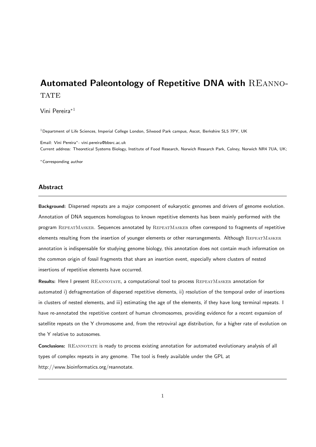 Automated Paleontology of Repetitive DNA with Reanno- Tate