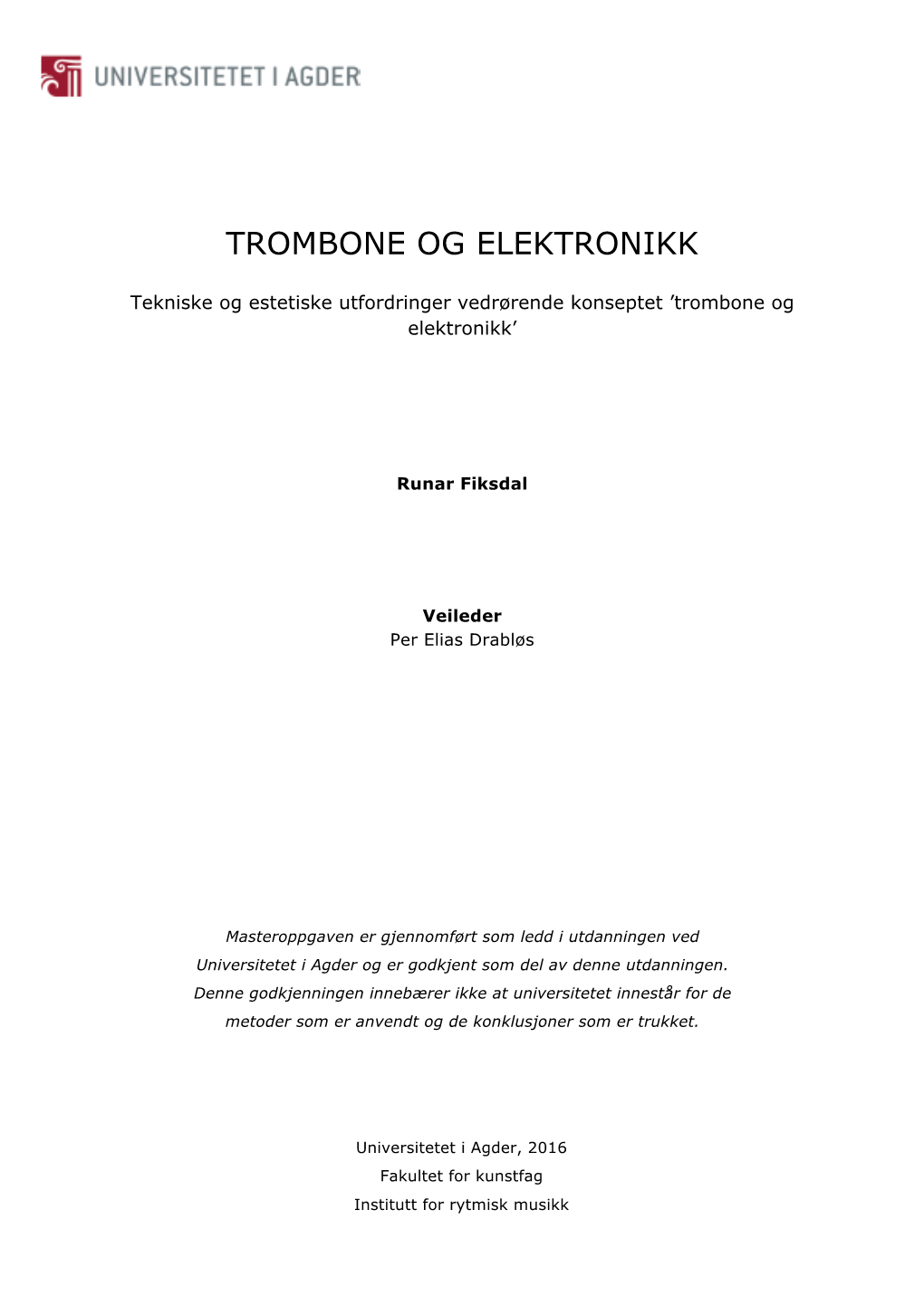 Trombone Og Elektronikk