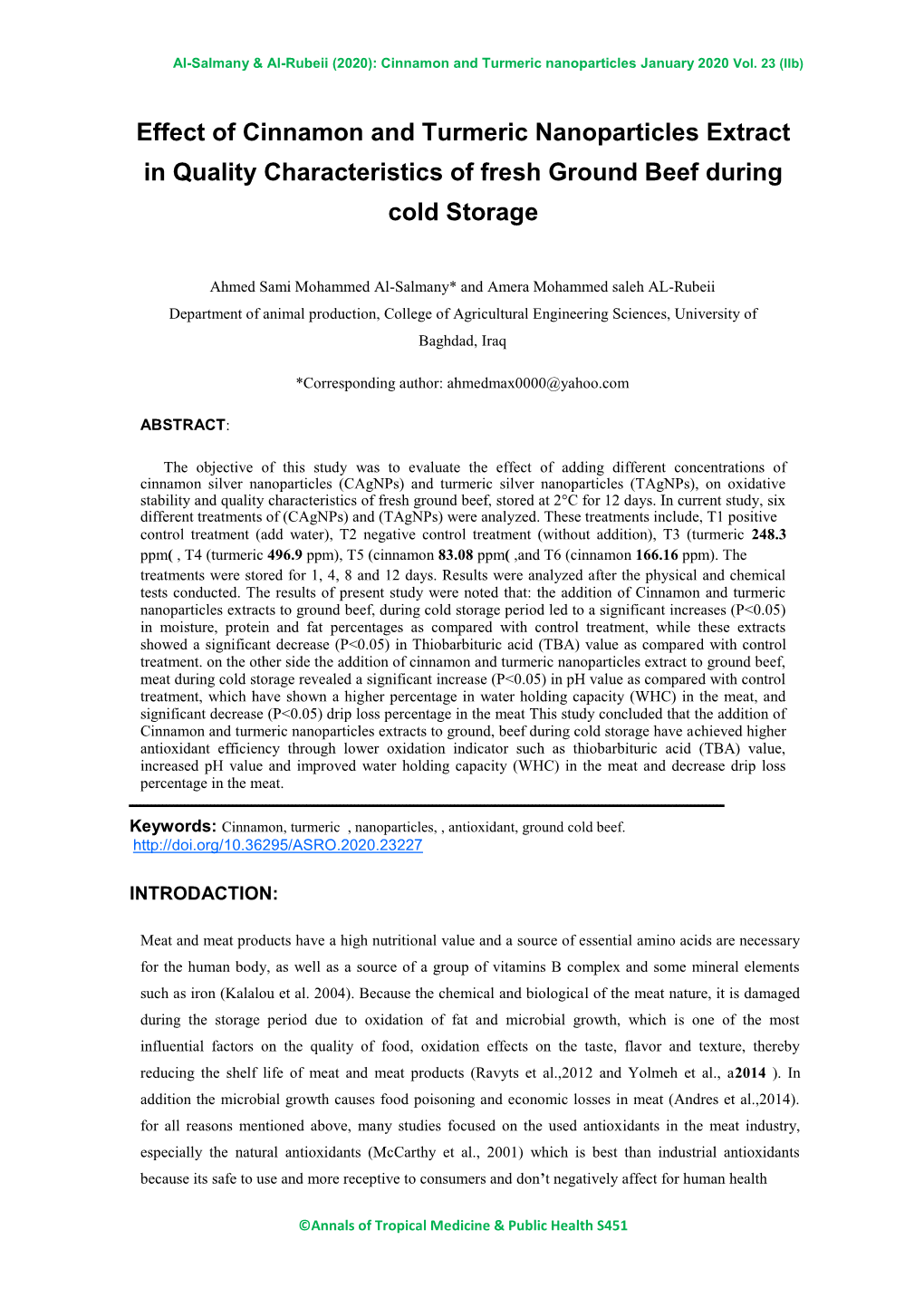 Effect of Cinnamon and Turmeric Nanoparticles Extract in Quality Characteristics of Fresh Ground Beef During Cold Storage