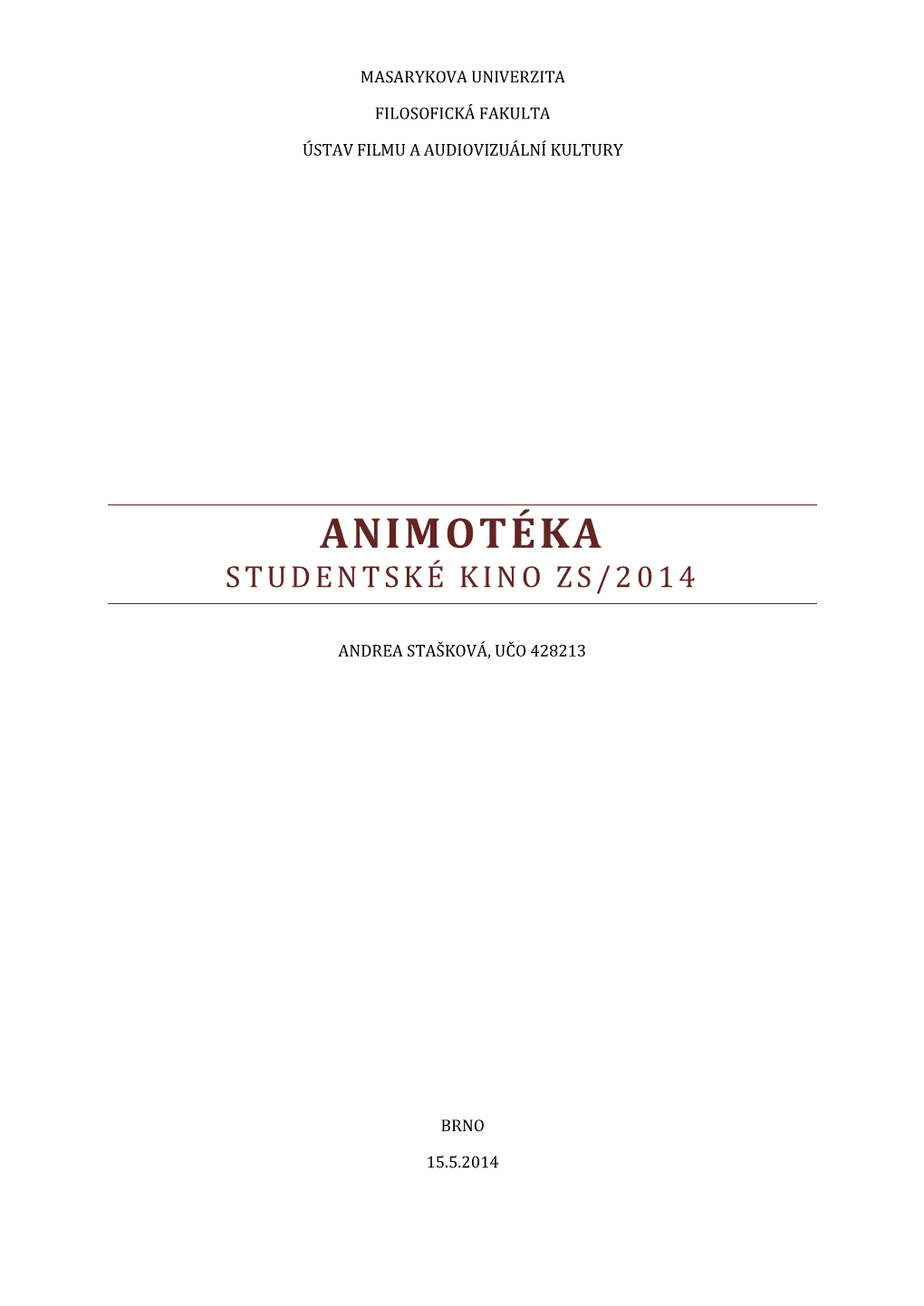 Animotéka Studentské Kino Zs/2 0 14