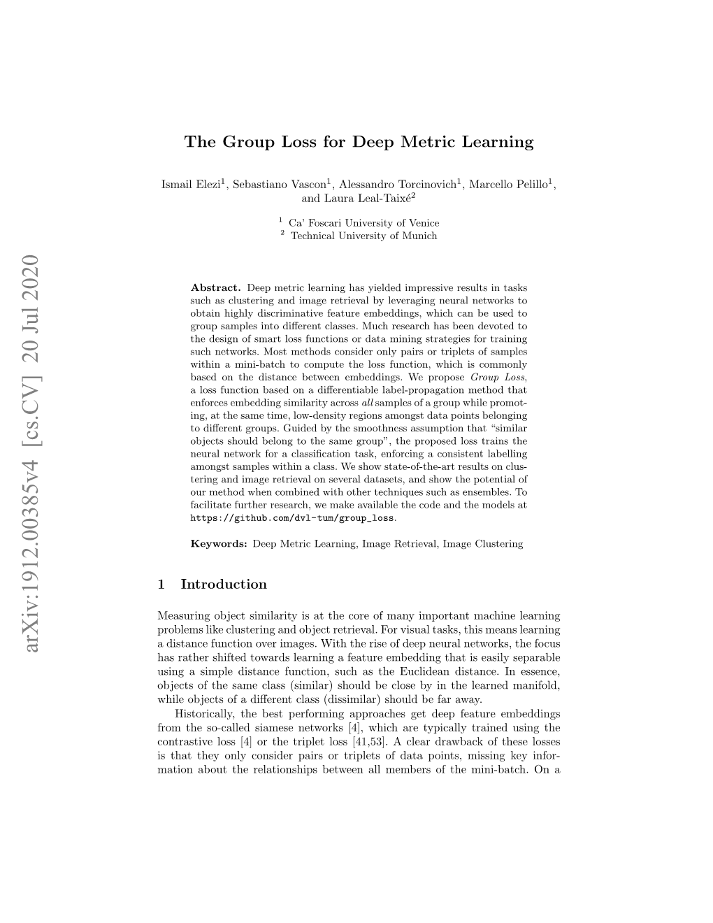 The Group Loss for Deep Metric Learning