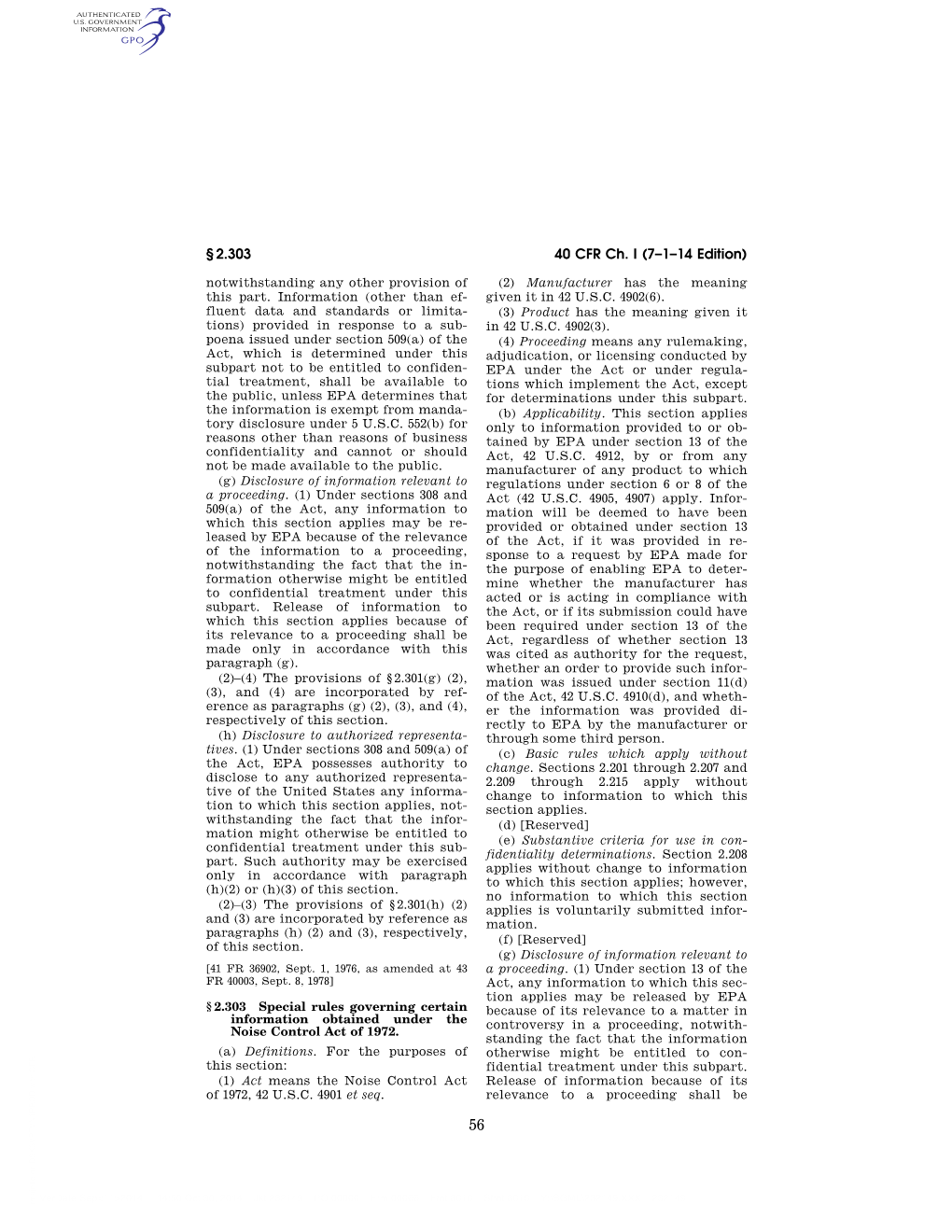 40 CFR Ch. I (7–1–14 Edition) § 2.303