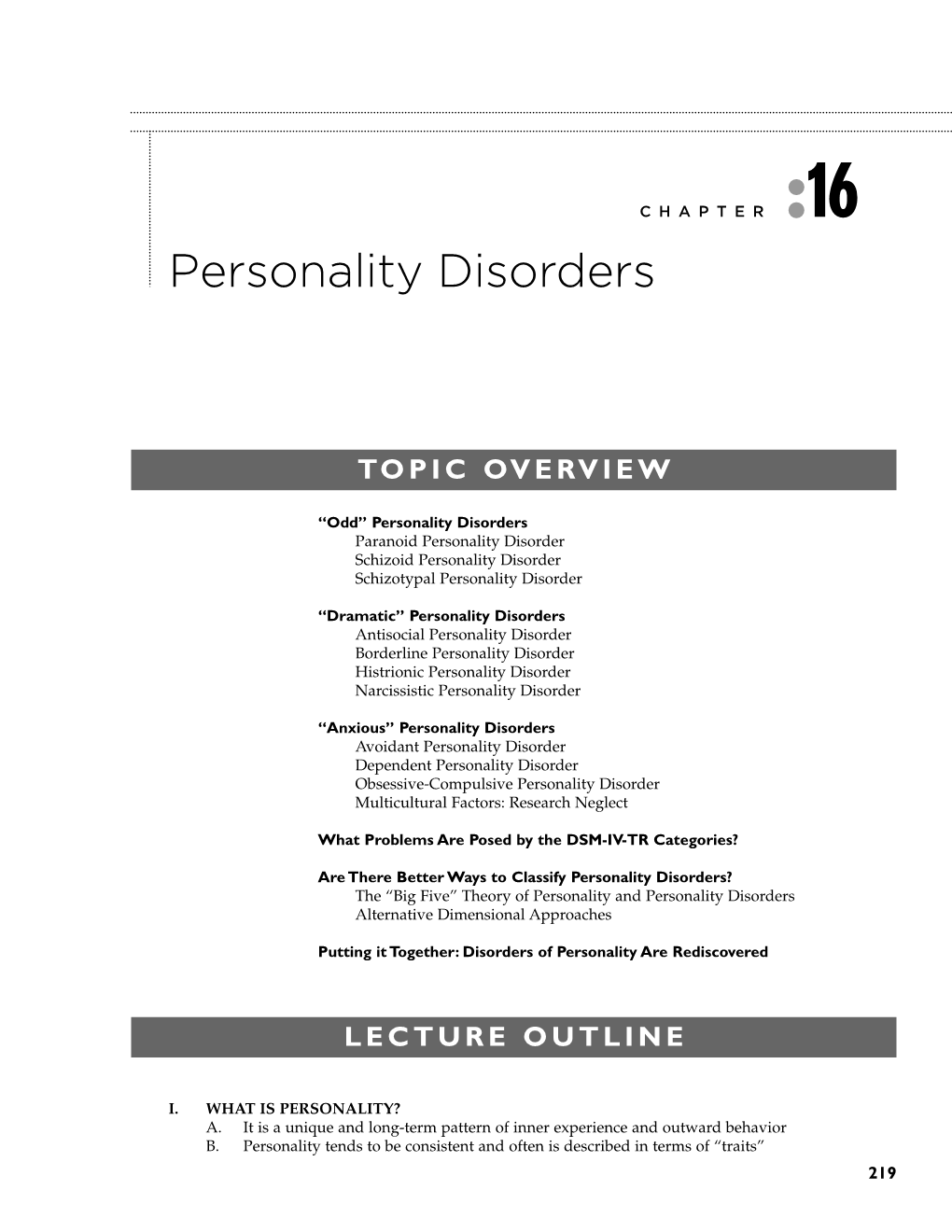 Personality Disorders