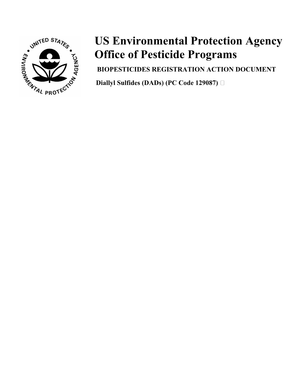 Technical Document for Diallyl Sulfides (Dads)