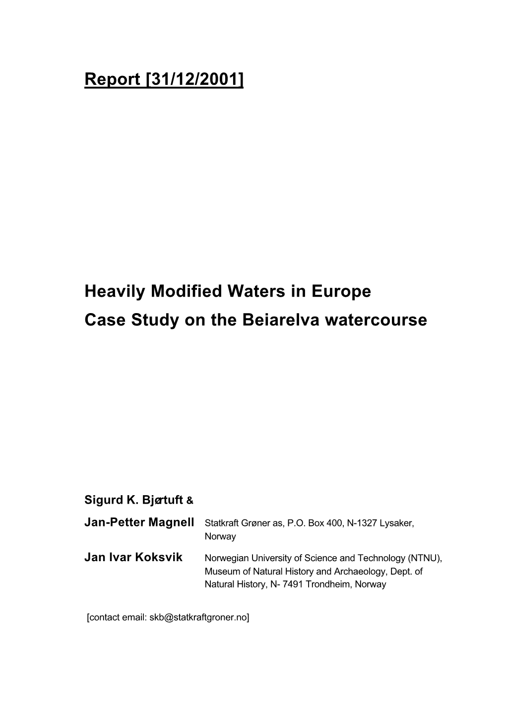 Heavily Modified Water Bodies (HMWB)