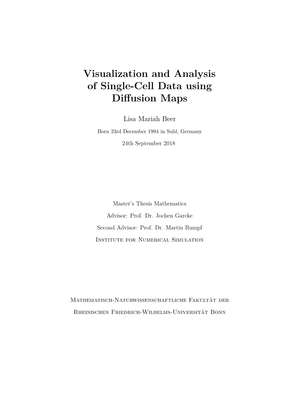 Visualization and Analysis of Single-Cell Data Using Diffusion Maps