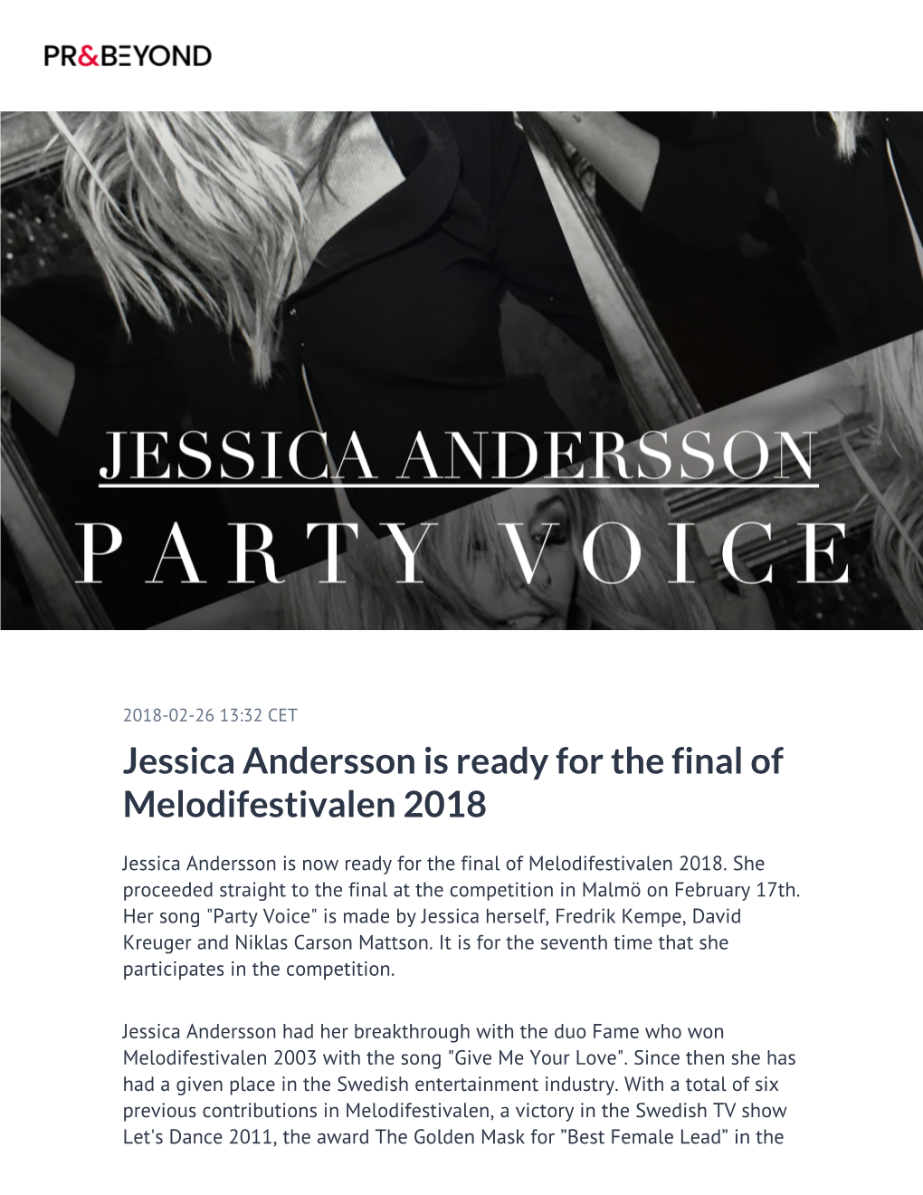 Jessica Andersson Is Ready for the Final of Melodifestivalen 2018