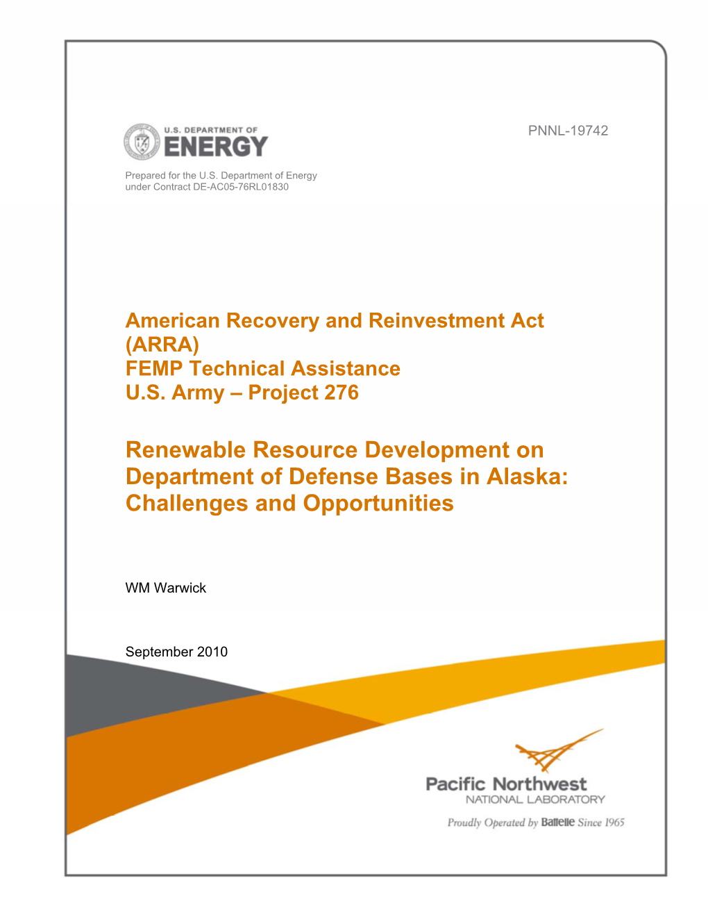 Renewable Resource Development on Department of Defense Bases in Alaska: Challenges and Opportunities