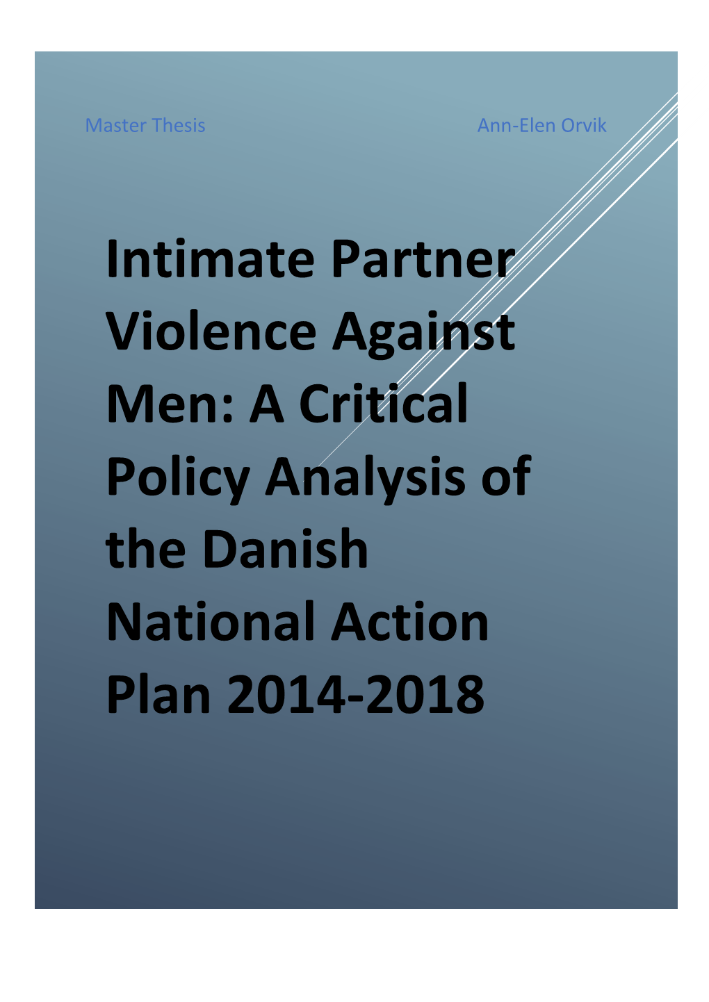 Intimate Partner Violence Against Men: a Critical Policy Analysis of the Danish National Action Plan 2014-2018