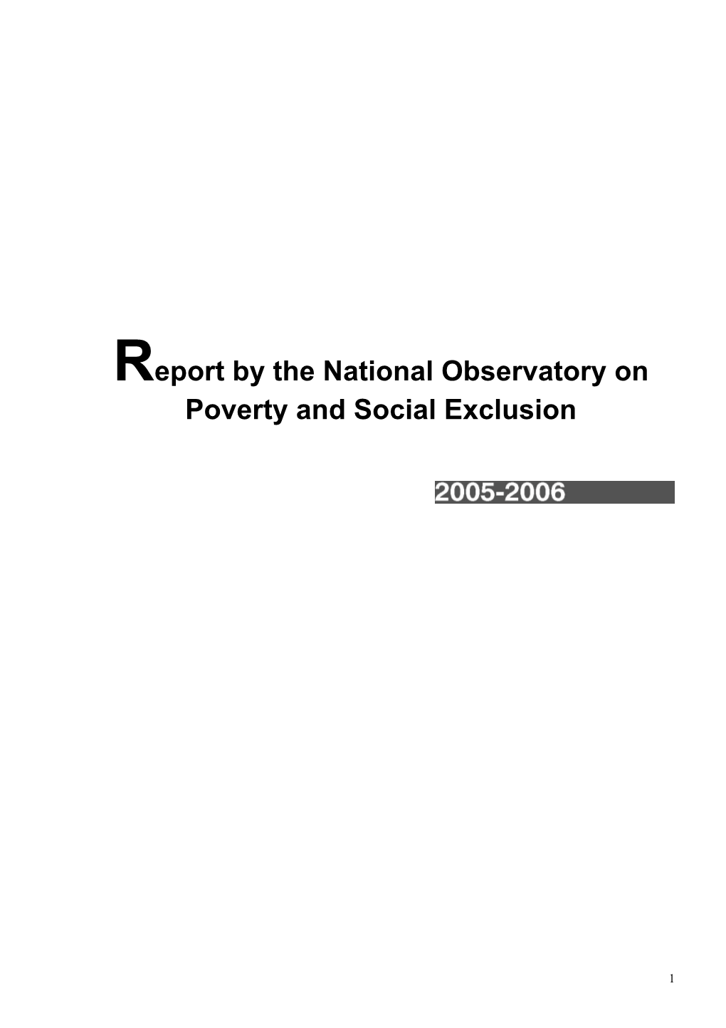 Report by the National Observatory on Poverty and Social Exclusion