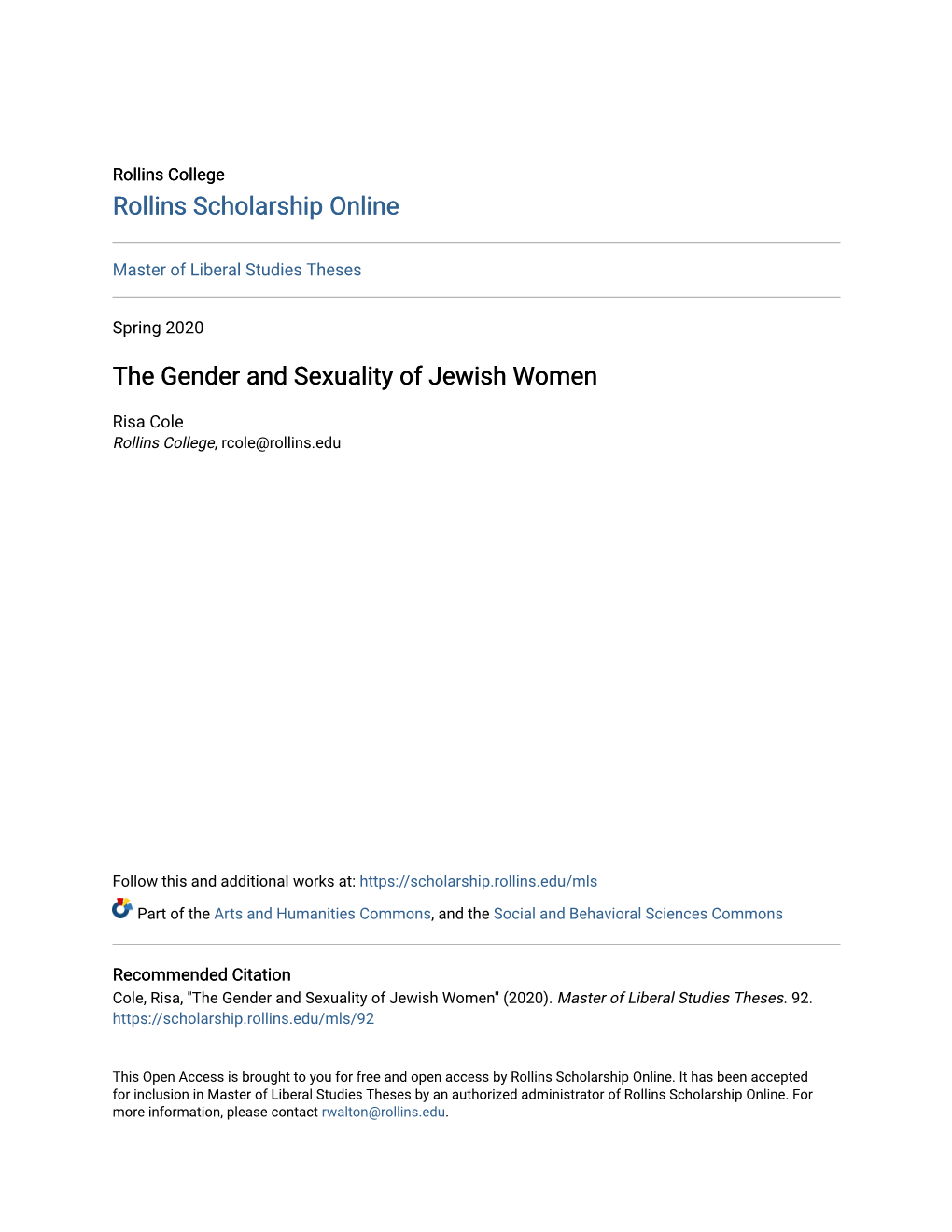 The Gender and Sexuality of Jewish Women