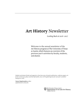 Art History Newsletter Looking Back at 2016– 2017