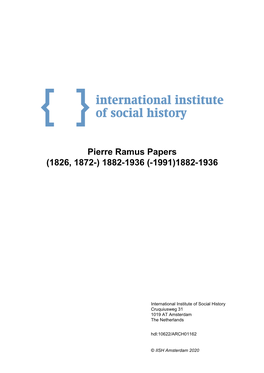 Pierre Ramus Papers (1826, 1872-) 1882-1936 (-1991)1882-1936