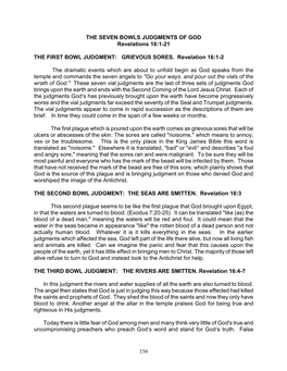 156 the SEVEN BOWLS JUDGMENTS of GOD Revelations 16:1-21 the FIRST BOWL JUDGMENT