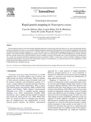 Rapid Genetic Mapping in Neurospora Crassa