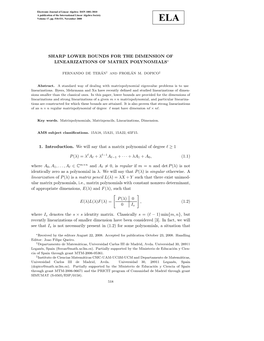 Sharp Lower Bounds for the Dimension of Linearizations of Matrix Polynomials∗