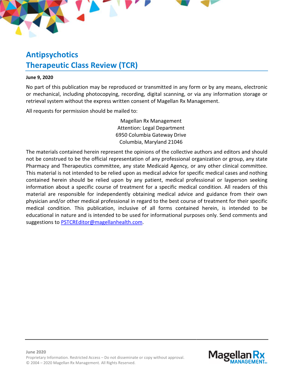 Antipsychotics Therapeutic Class Review (TCR)